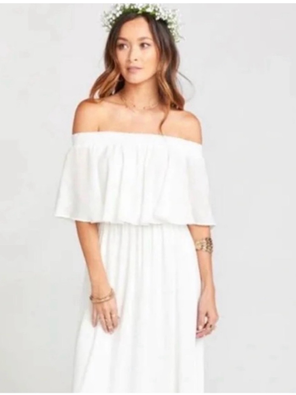 Off-Shoulder White Show me your mumu Maxi Dress